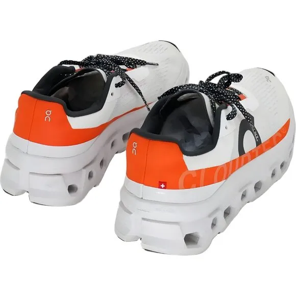 On Running Cloudmonster Women's Shoes White/Flame Size 10.5