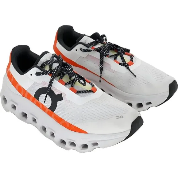On Running Cloudmonster Women's Shoes White/Flame Size 10.5