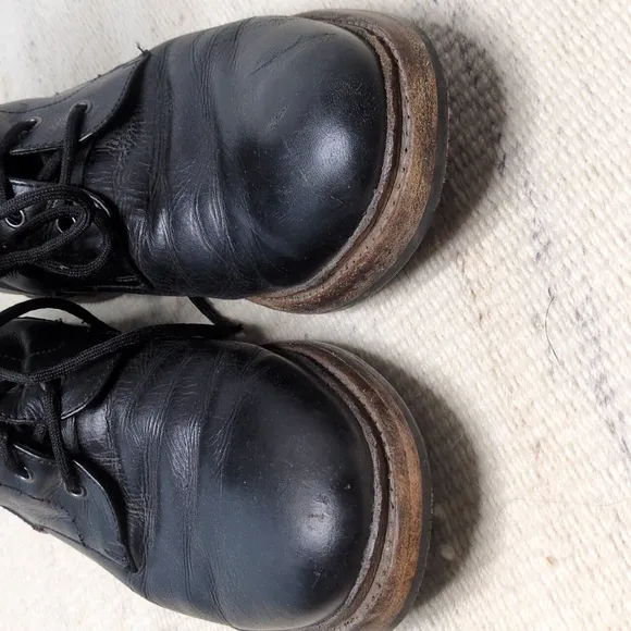 One True Saxon Distressed Black Leather Lace Up Boots
