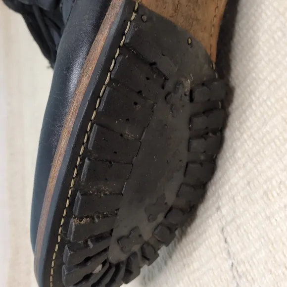 One True Saxon Distressed Black Leather Lace Up Boots