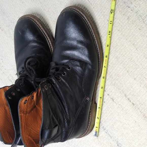 One True Saxon Distressed Black Leather Lace Up Boots