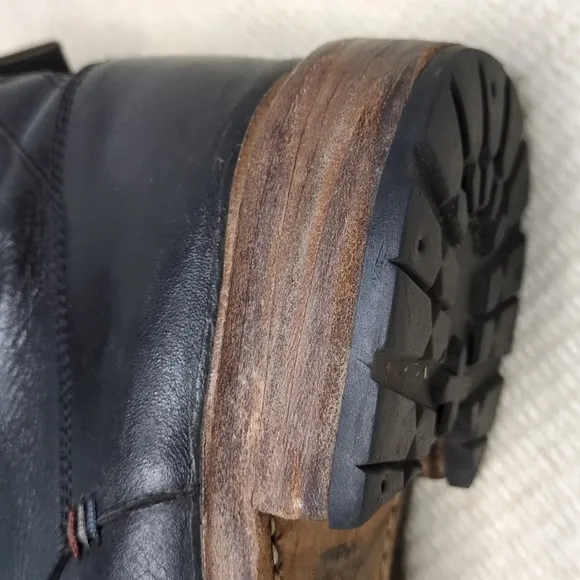 One True Saxon Distressed Black Leather Lace Up Boots