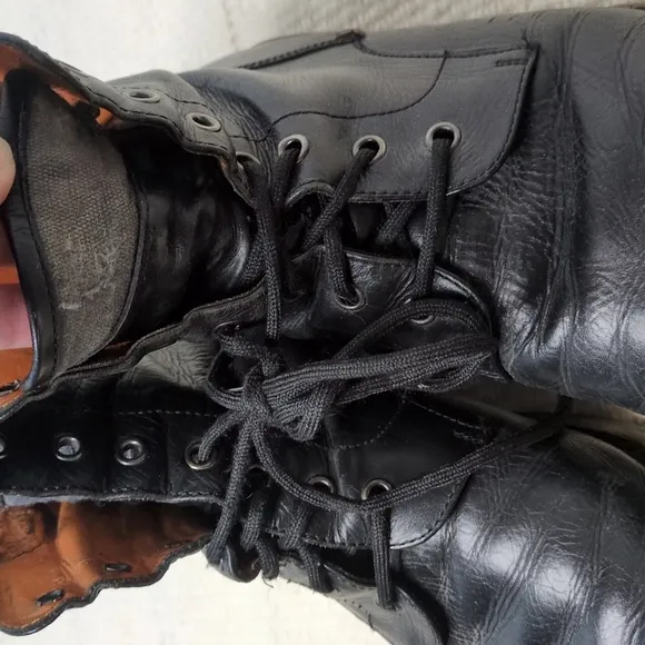 One True Saxon Distressed Black Leather Lace Up Boots