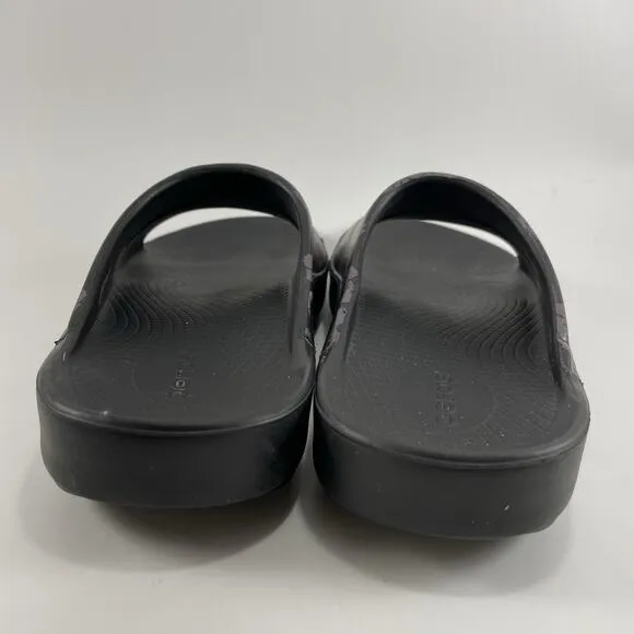 Oofos Ooahh Slide Sandals Womens Size 9 Black Comfort Recovery Shoes Floral