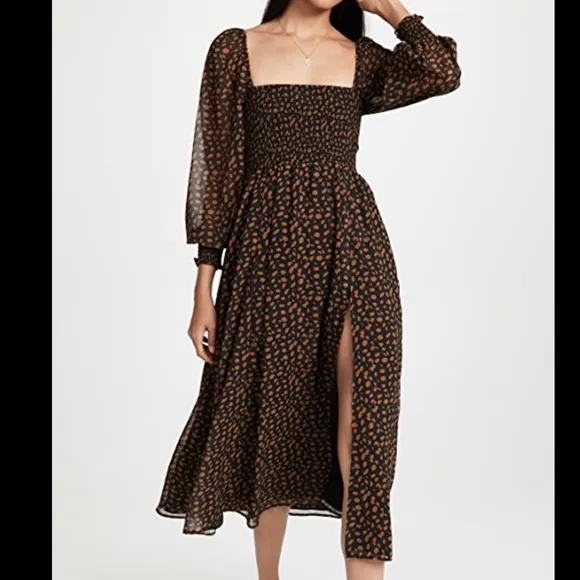 {OPT} Anthropologie Brand New Classic Smocked Midi Dress