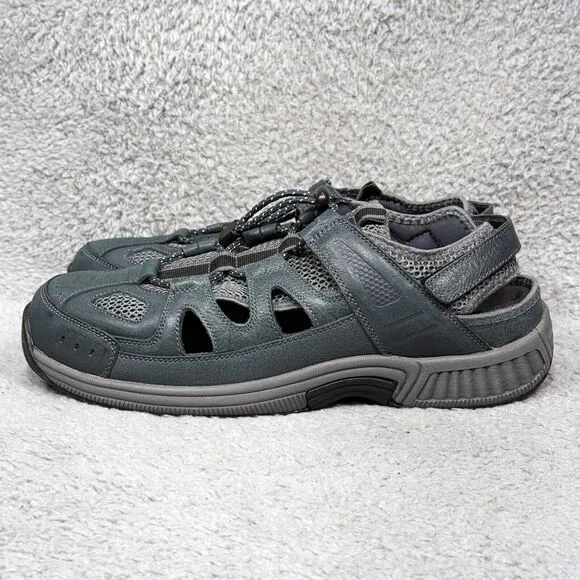 Orthofeet Alpine Mens Size 11 X-Wide Fisherman Sandals Shoes Gray Leather 598