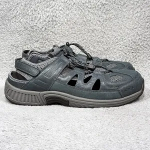 Orthofeet Alpine Mens Size 11 X-Wide Fisherman Sandals Shoes Gray Leather 598