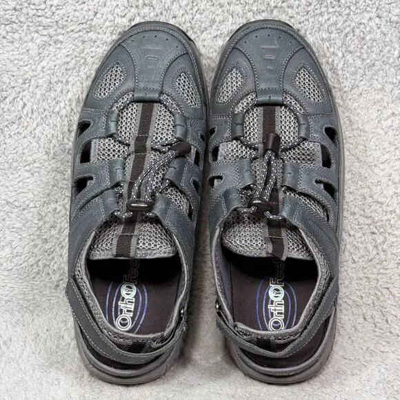 Orthofeet Alpine Mens Size 11 X-Wide Fisherman Sandals Shoes Gray Leather 598