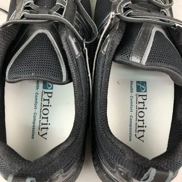 OrthoFeet Men's Size 13 2E WIDE Monterey Bay Black Breathable Lace-Up Sneakers