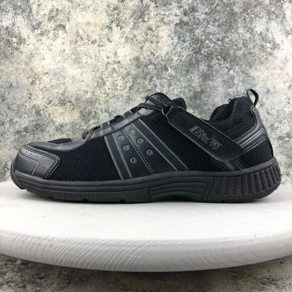 OrthoFeet Men's Size 13 2E WIDE Monterey Bay Black Breathable Lace-Up Sneakers