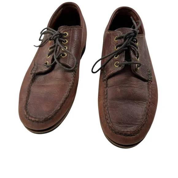 Orvis Gokey Brown Leather 4 Eyelet Lace Up Moc Toe Oxford Shoes Size 10.5 D