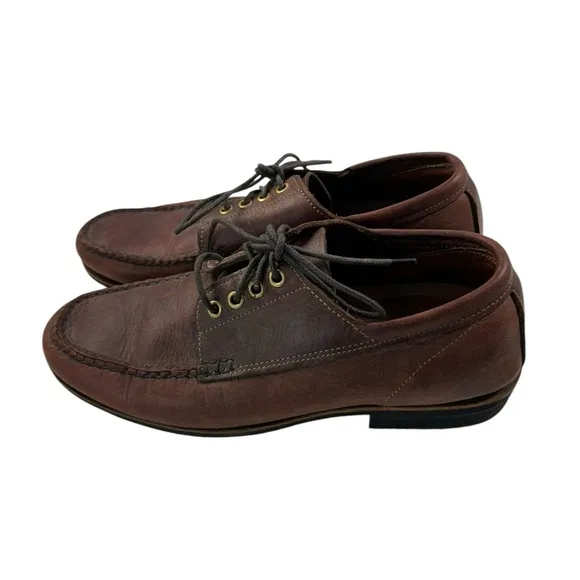 Orvis Gokey Brown Leather 4 Eyelet Lace Up Moc Toe Oxford Shoes Size 10.5 D