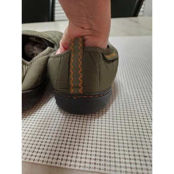 Ozark Trail Men's Puffer Quilted Olive Green Comfort Slip On Slippers Size 11-12
