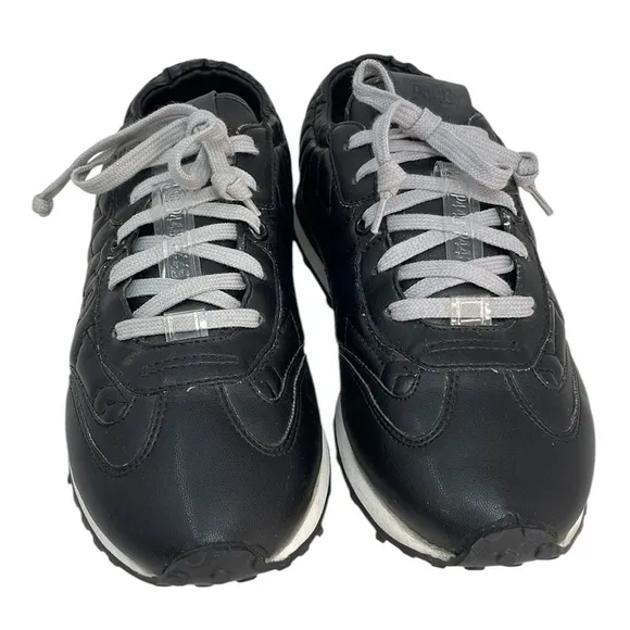 P448 Shoes Sneakers Black Quilted Italy Size 38 or 8