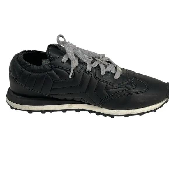 P448 Shoes Sneakers Black Quilted Italy Size 38 or 8