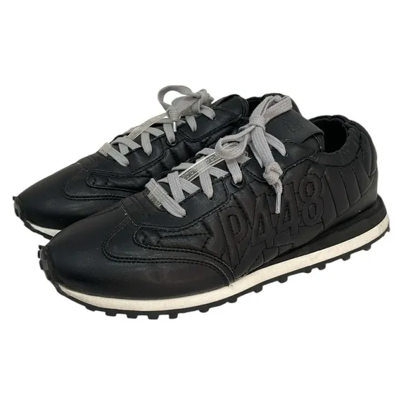 P448 Shoes Sneakers Black Quilted Italy Size 38 or 8