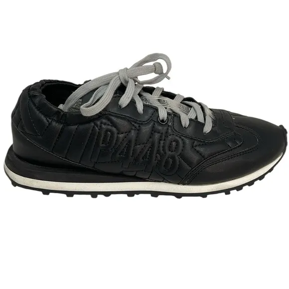 P448 Shoes Sneakers Black Quilted Italy Size 38 or 8