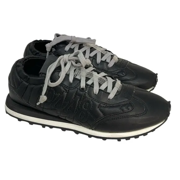 P448 Shoes Sneakers Black Quilted Italy Size 38 or 8
