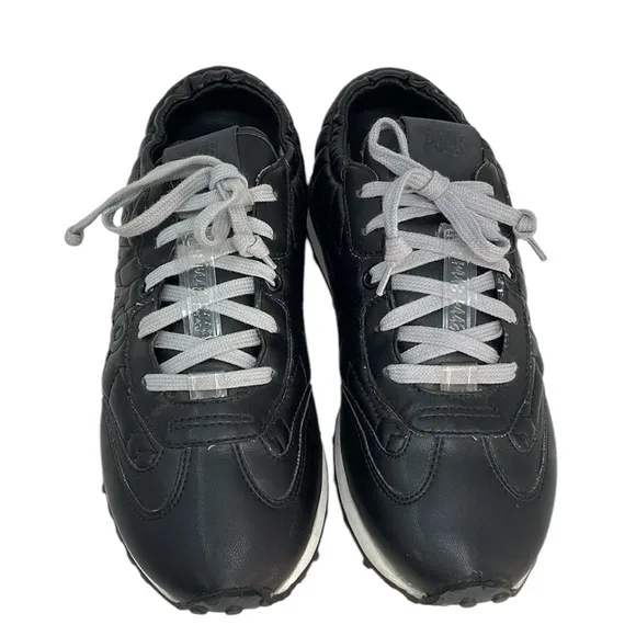 P448 Shoes Sneakers Black Quilted Italy Size 38 or 8