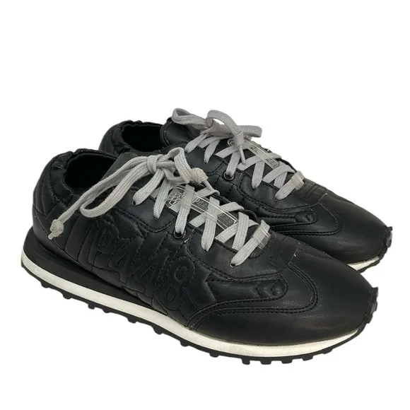 P448 Shoes Sneakers Black Quilted Italy Size 38 or 8
