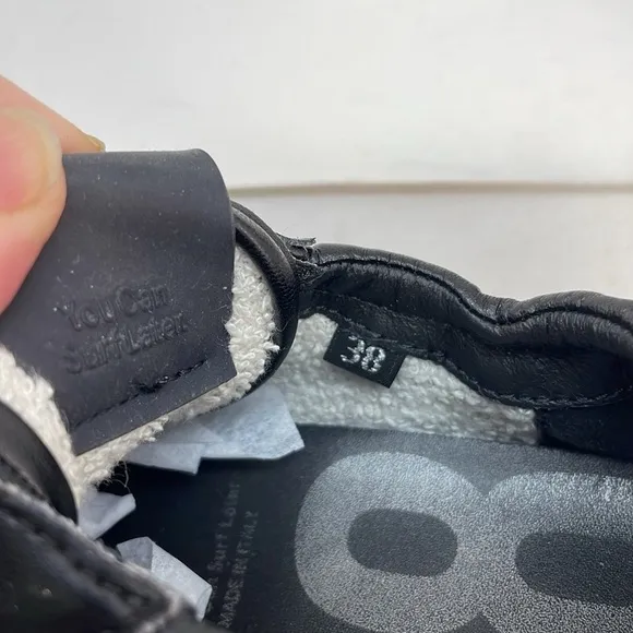 P448 Shoes Sneakers Black Quilted Italy Size 38 or 8