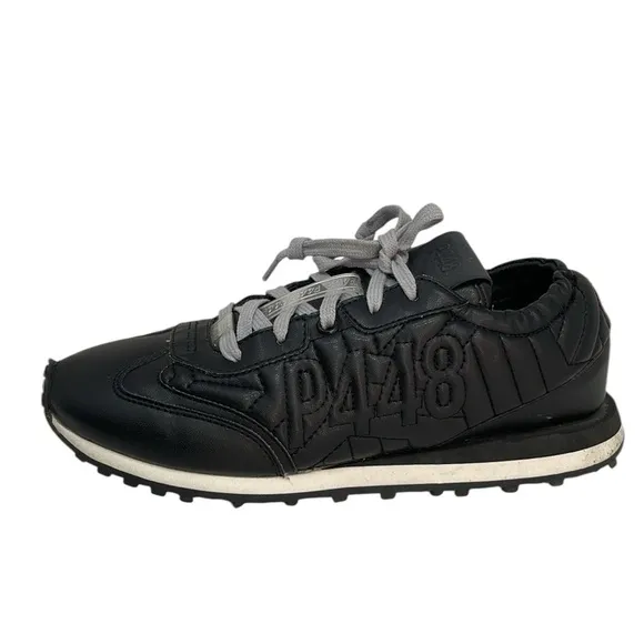 P448 Shoes Sneakers Black Quilted Italy Size 38 or 8
