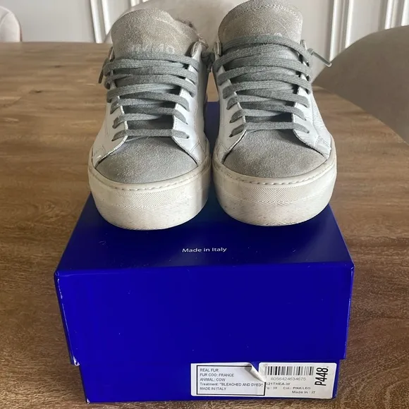 P448 Thea Platform Sneakers Gray with Pink leopard on heal