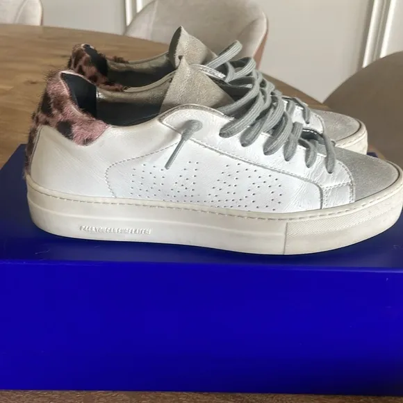 P448 Thea Platform Sneakers Gray with Pink leopard on heal