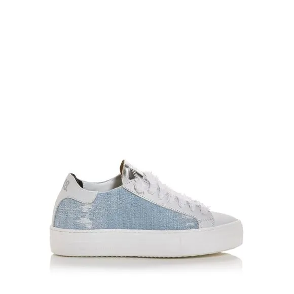 P448 Womens Light Blue Distressed Thea Toe Platform Athletic Sneakers Shoes 36