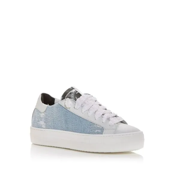P448 Womens Light Blue Distressed Thea Toe Platform Athletic Sneakers Shoes 36