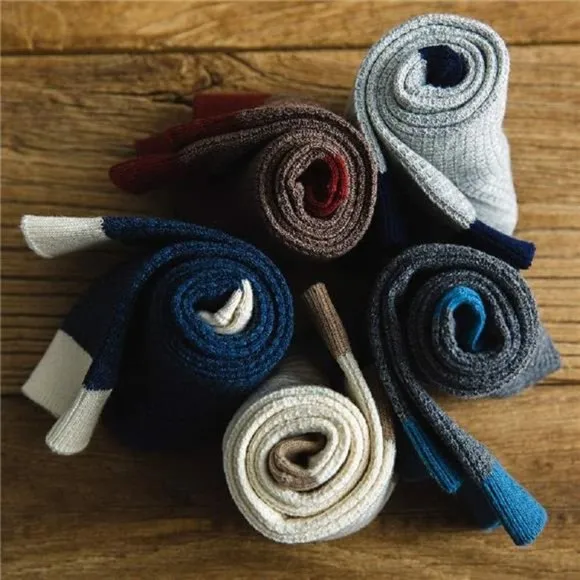 Pack of 5 Men's Cotton Knitted Socks Dress and Casual Crew Socks, Multicolor