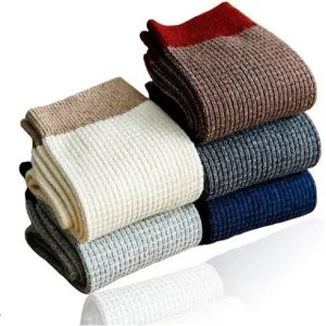 Pack of 5 Men's Cotton Knitted Socks Dress and Casual Crew Socks, Multicolor