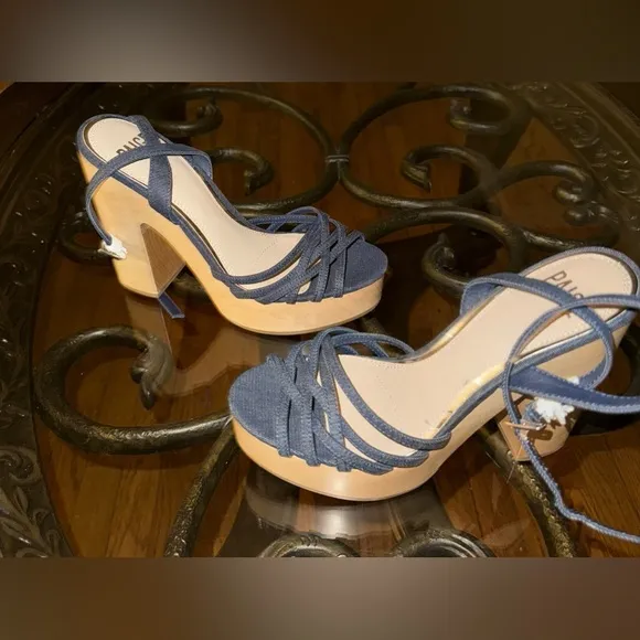 PAIGE Chelsey Woven Platform Sandal In Indigo Denim Size 7 New no box