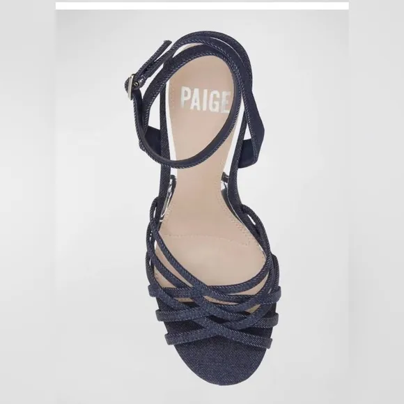 PAIGE Chelsey Woven Platform Sandal In Indigo Denim Size 7 New no box