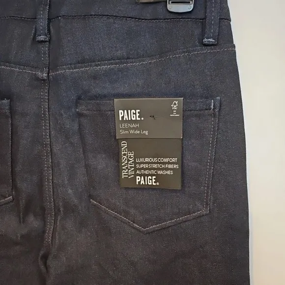 PAIGE Leenah Embellish Wide Leg Denim Jean Vintage dark blue Revolve highrise 24