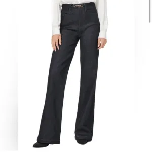 PAIGE Leenah Embellish Wide Leg Denim Jean Vintage dark blue Revolve highrise 24
