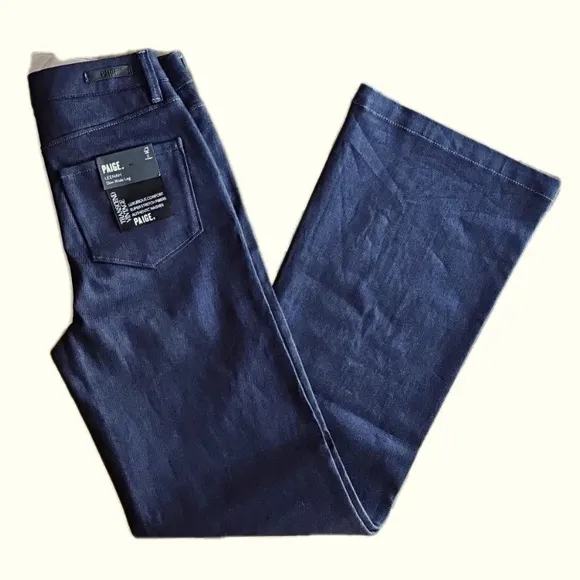 PAIGE Leenah Embellish Wide Leg Denim Jean Vintage dark blue Revolve highrise 24