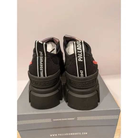 Palladium Revolt Lo Tx Round Toe Platform Shoes Lace Womens Size 6.5 Black New