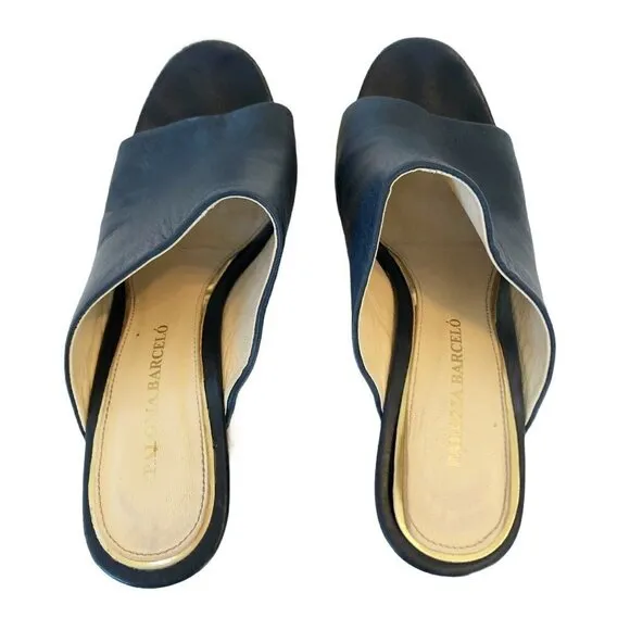 PALOMA BARCELO Blue Leather Espadrille Sandals 9.5