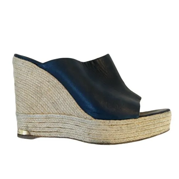 PALOMA BARCELO Blue Leather Espadrille Sandals 9.5