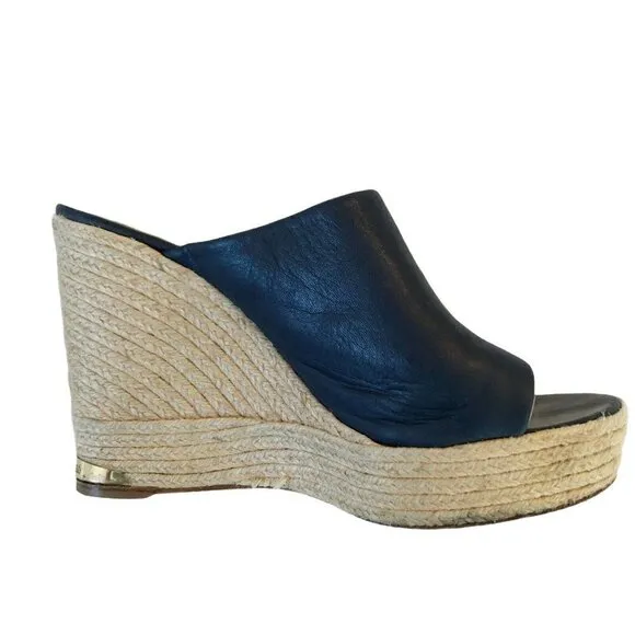 PALOMA BARCELO Blue Leather Espadrille Sandals 9.5