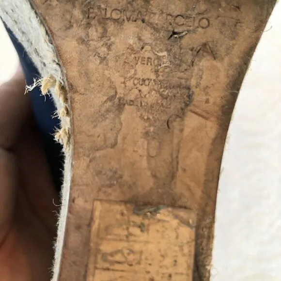 PALOMA BARCELO Blue Leather Espadrille Sandals 9.5