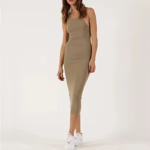 PAM &amp; GELA RIB TANK MIDI DRESS SIZE SMALL SOPHISTICATED MINIMALIST MODERN