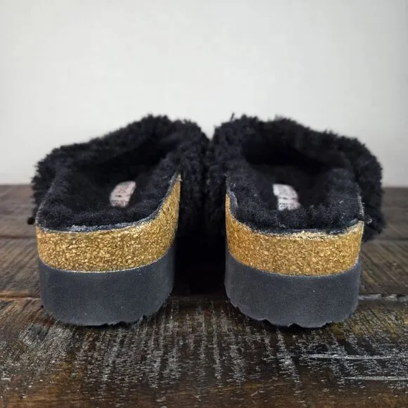 Papillio by Birkenstock Daytona Shearling Womens Size 7 Platform Sandals Black