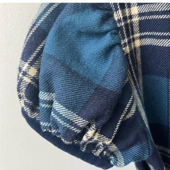 Papo d’Anjo girls’ blue navy wool plaid classic heirloom dress 8