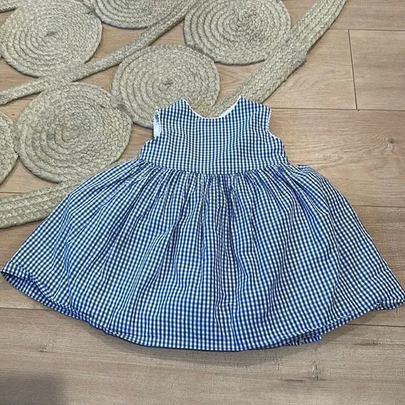 Papp D’Anjo seersucker gingham dress scalloped 2T button lined