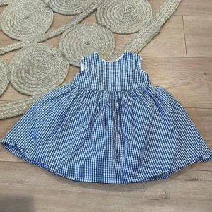 Papp D’Anjo seersucker gingham dress scalloped 2T button lined