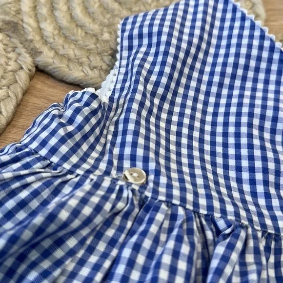 Papp D’Anjo seersucker gingham dress scalloped 2T button lined