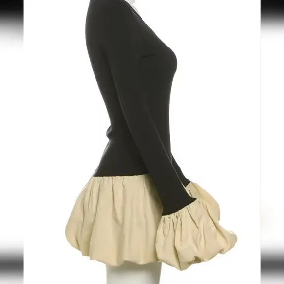 Patchwork Bubble Dress Women Chic Classic