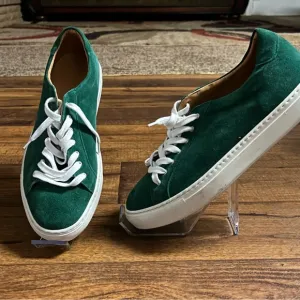 Paul Frederick~Men’s Size 10 Suede Green Low-Top Lace Up Sneaker Shoes